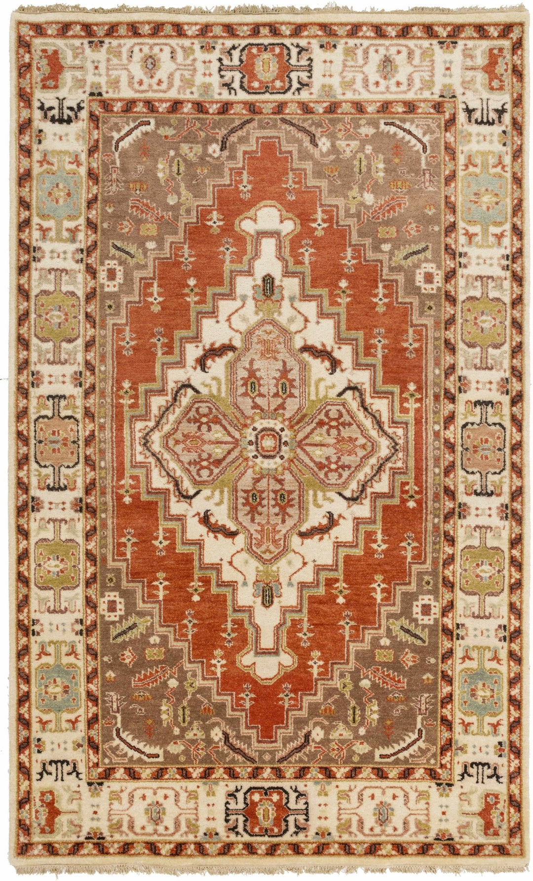Texico Traditional Style Brown And Rust Hand Knotted Area Rug - The Rug Decor