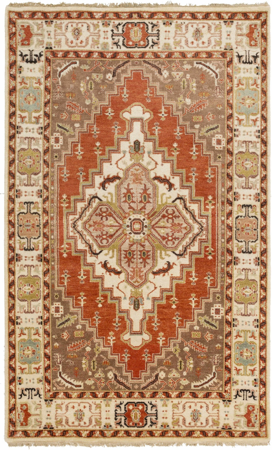 Texico Traditional Style Brown And Rust Hand Knotted Area Rug - The Rug Decor