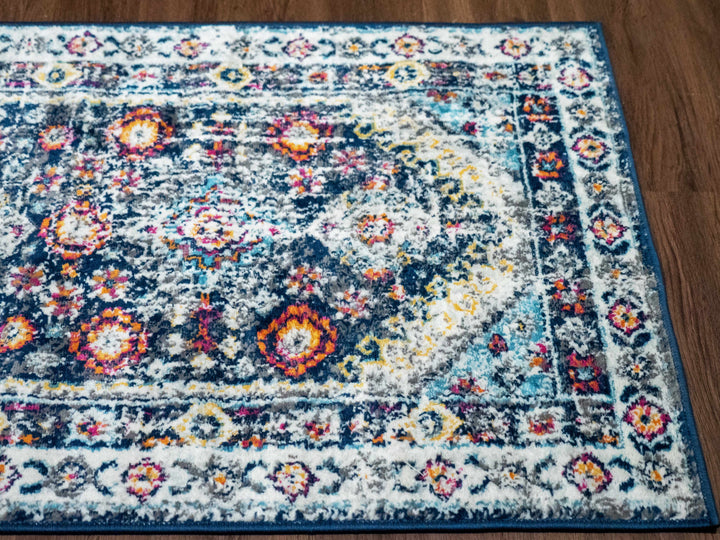 Tigrim Ivory And Blue Traditional Style Area Rug