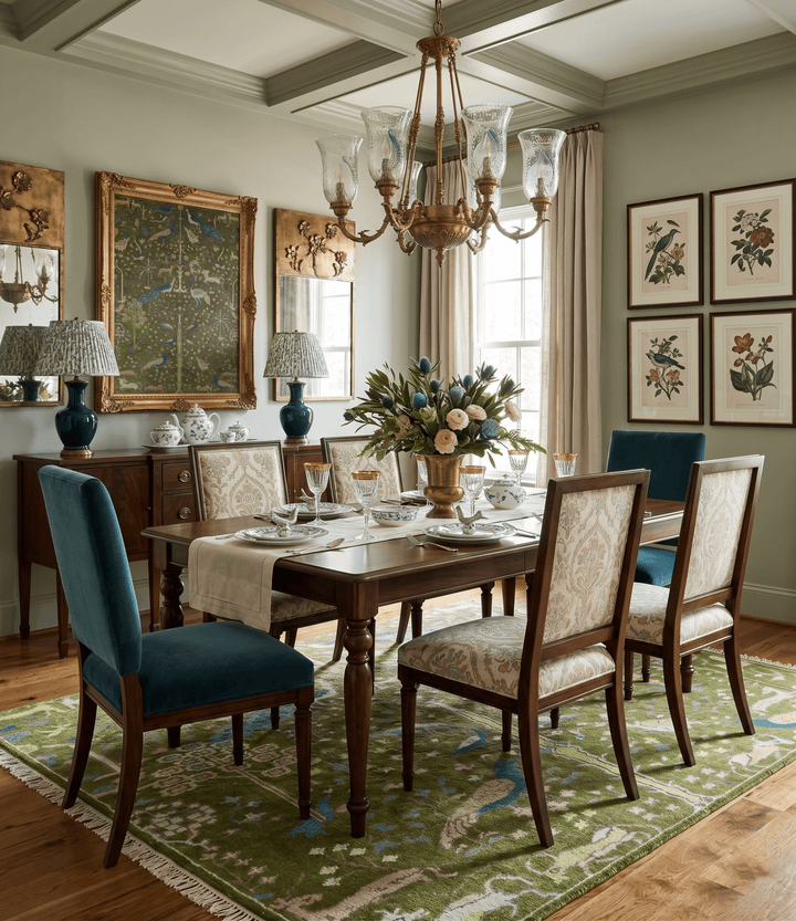 The Green Jungle Life Teal and Peach Peacock Bird Hand Knotted Custom Made Wool Area Rug - The Rug Decor