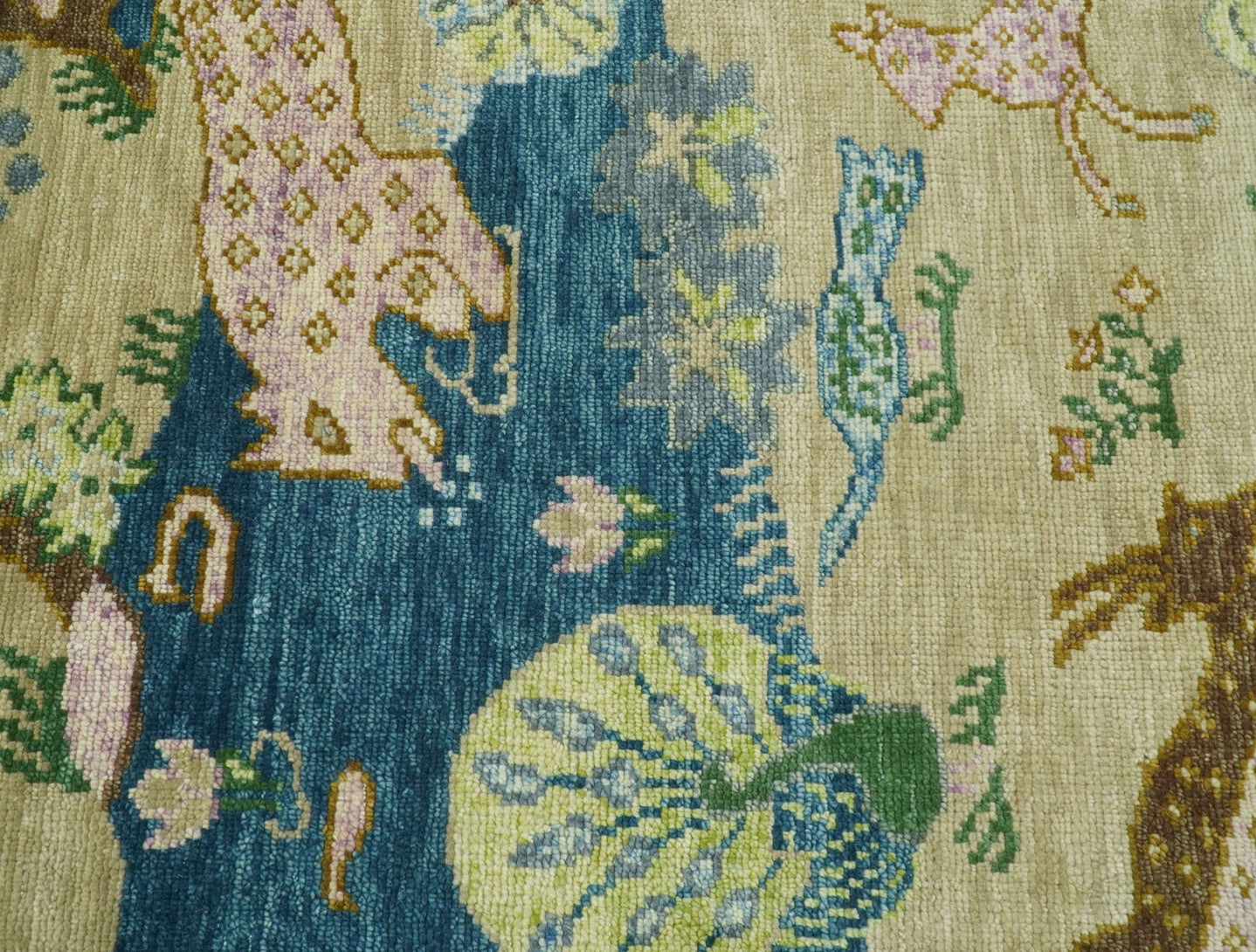 The Jungle Pond Custom Made Blue And Beige Hand Knotted Wool Area Rug - The Rug Decor