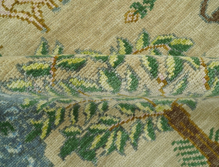 The Jungle Pond Custom Made Blue And Beige Hand Knotted Wool Area Rug - The Rug Decor