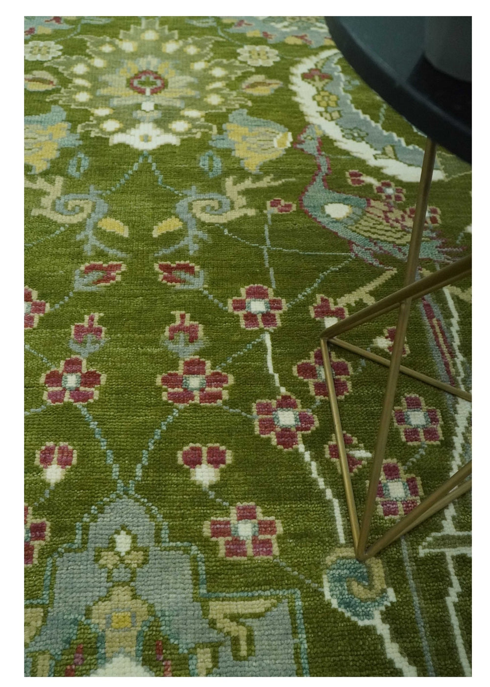 The Peacock Garden Green Bird Hand Knotted 8x10 Wool Area Rug - The Rug Decor