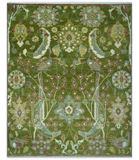 The Jungle Life Green Peacock Bird Hand Knotted 8x10 Wool Rug – The Rug ...