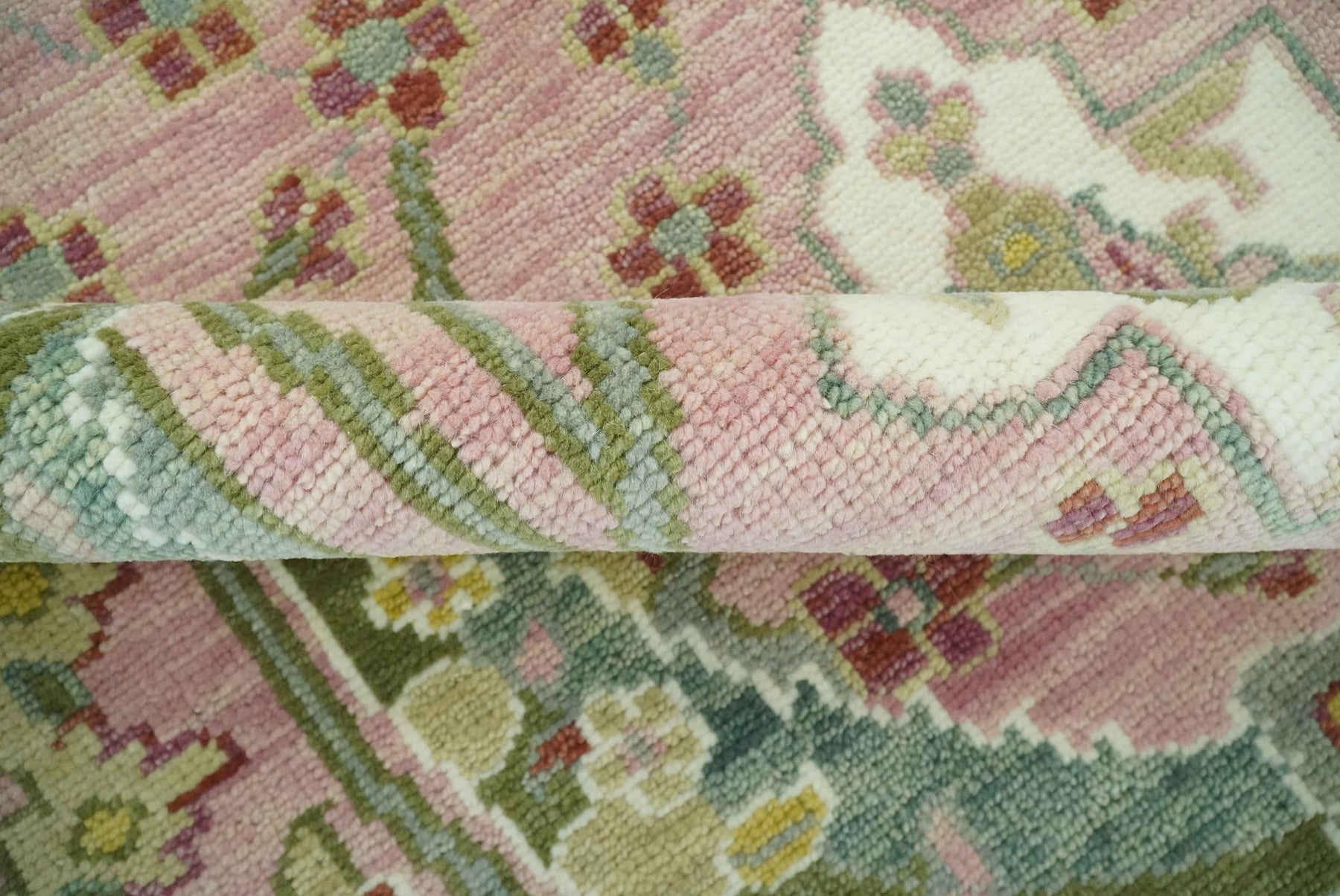 The Jungle Life Pink and Green Peacock Bird Hand Knotted Wool Area Rug ...