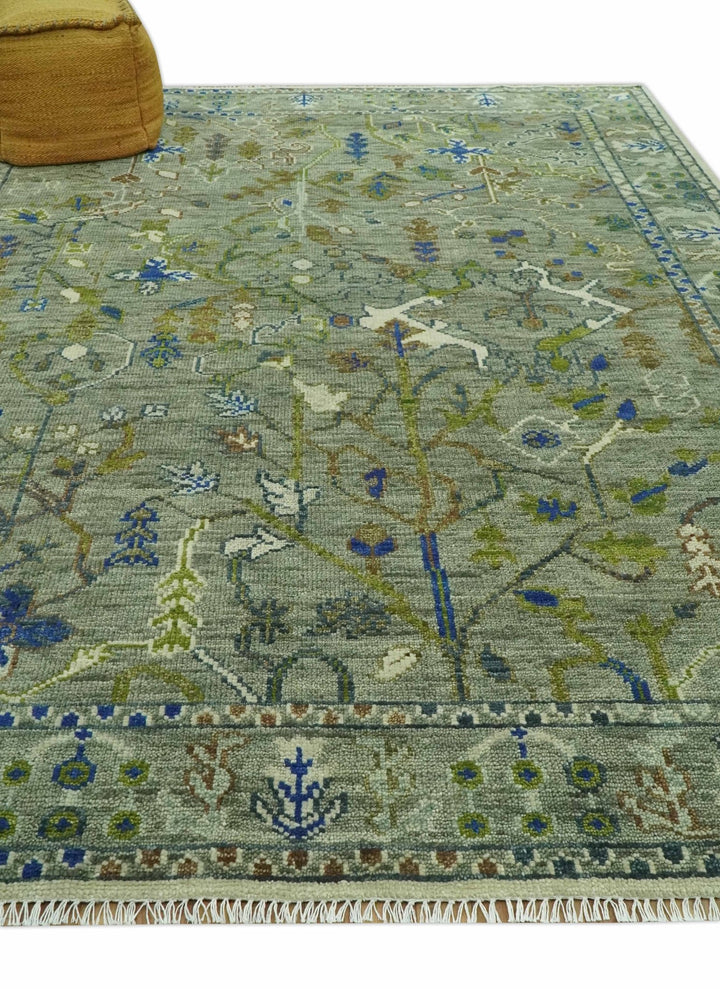 The Plant and Root Green Hand Knotted 8x10 Traditional Wool Area Rug - The Rug Decor