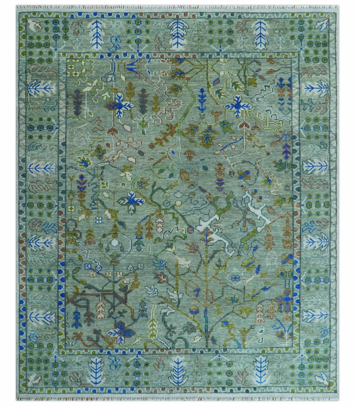 The Plants and Roots Green Hand Knotted Traditional Custom Made Wool Area Rug - The Rug Decor