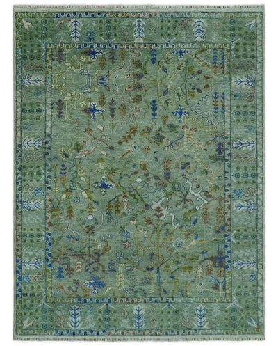 The Plants and Roots Green Hand Knotted Traditional Custom Made Wool Area Rug - The Rug Decor