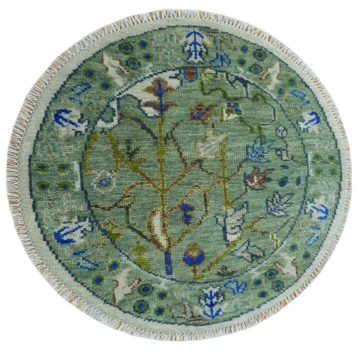 The Plants and Roots Green Hand Knotted Traditional Custom Made Wool Area Rug - The Rug Decor