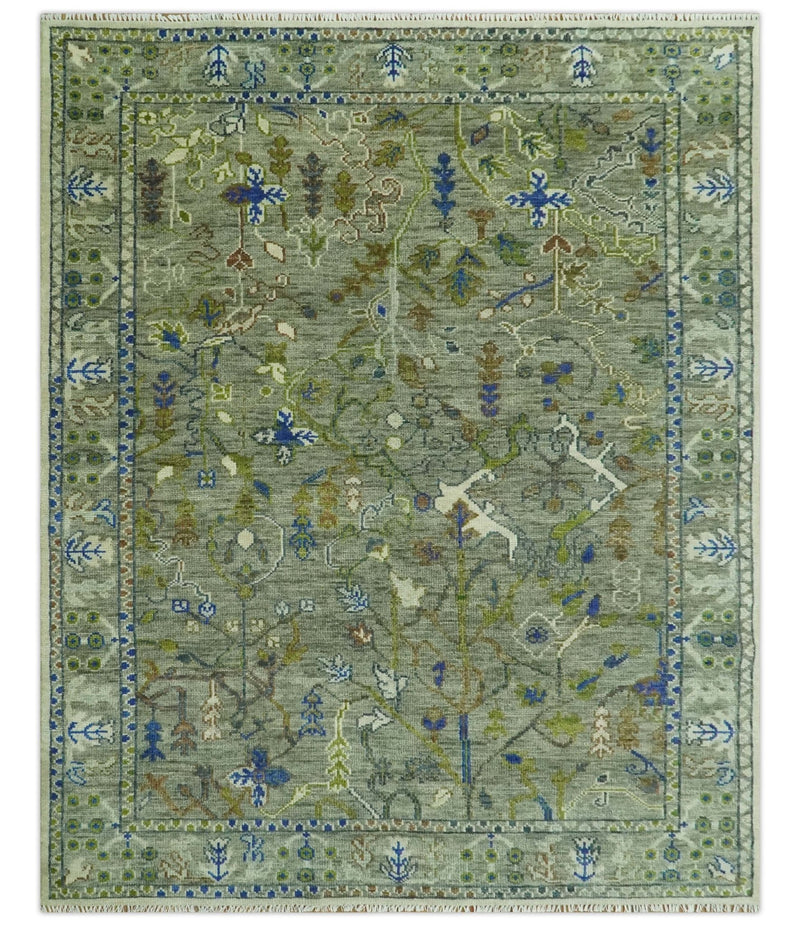 The Plants and Roots Green Hand Knotted Traditional Custom Made Wool Area Rug - The Rug Decor