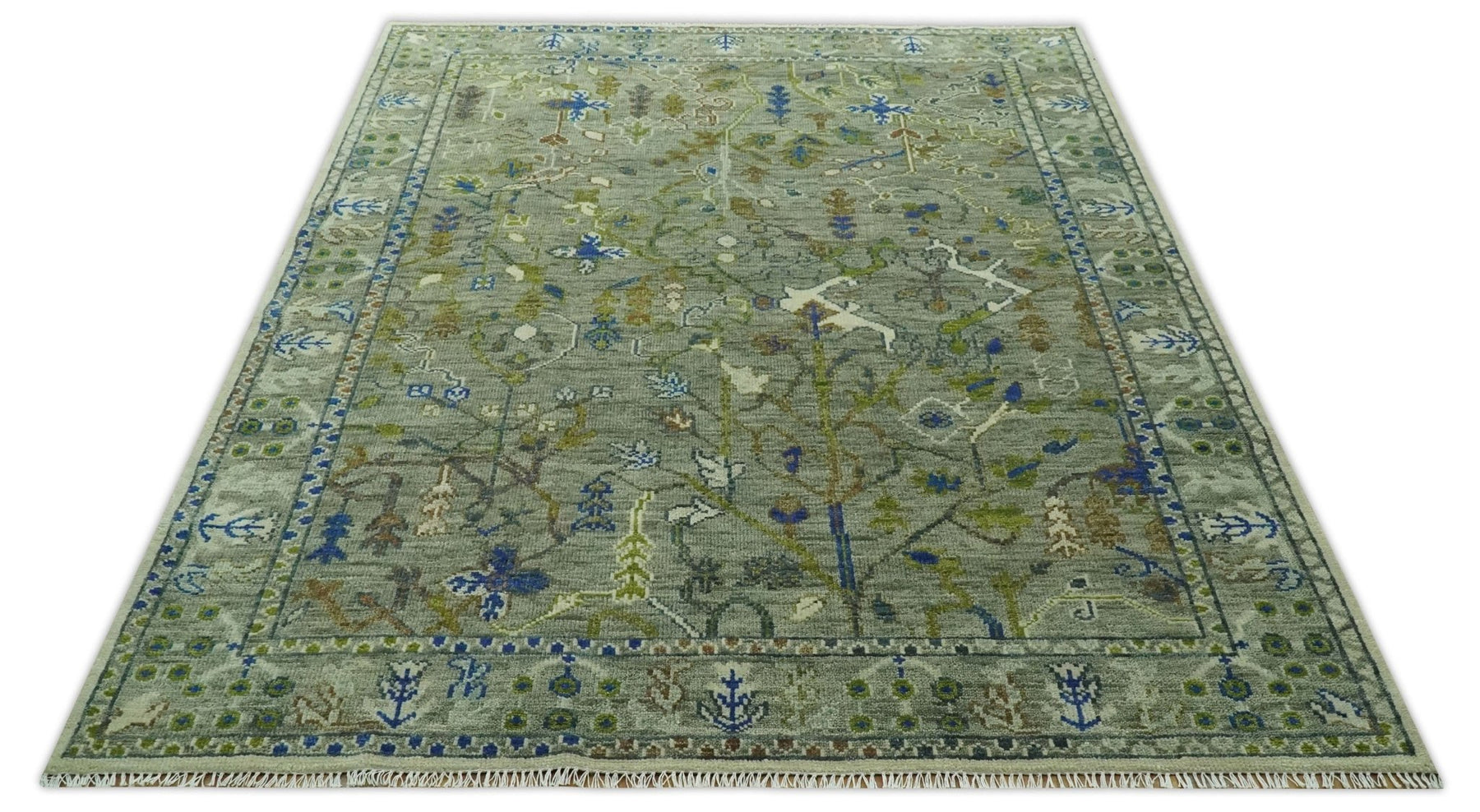 The tree of life Green Hand Knotted Traditional Custom Made Wool Rug ...