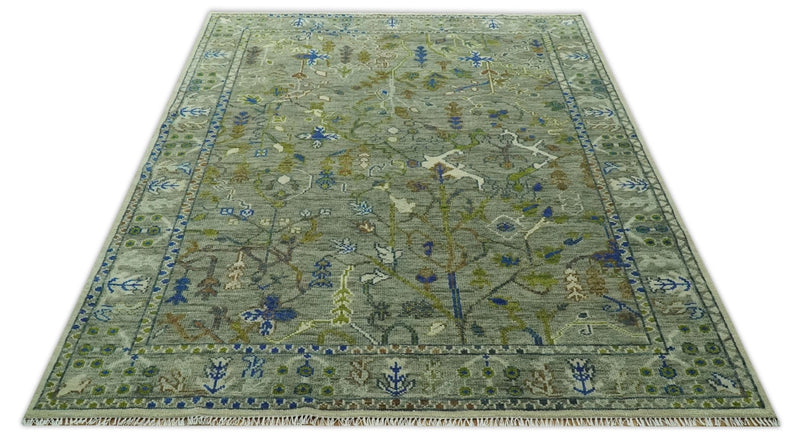 The Plants and Roots Green Hand Knotted Traditional Custom Made Wool Area Rug - The Rug Decor