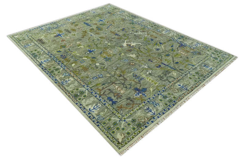 The Plants and Roots Green Hand Knotted Traditional Custom Made Wool Area Rug - The Rug Decor