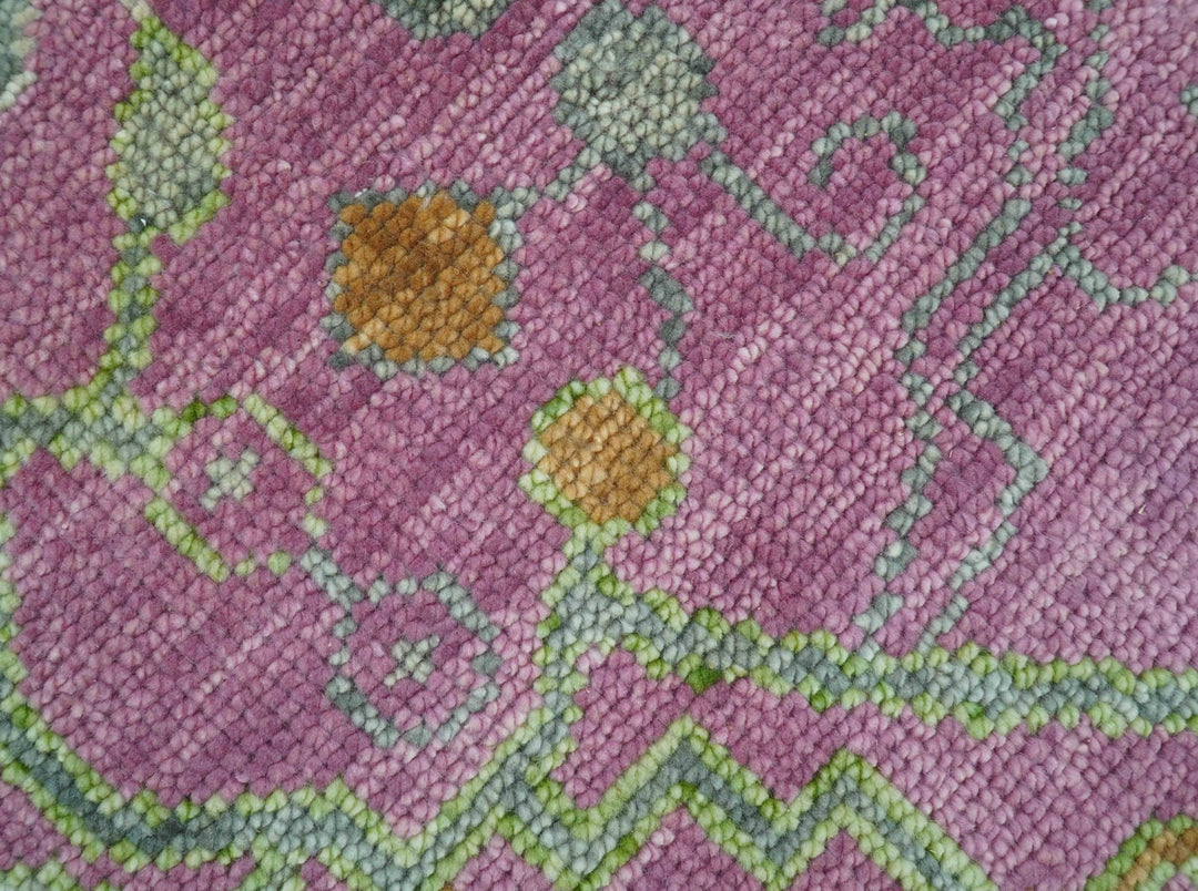 The Plants and Roots Pink and Green Hand Knotted Traditional Custom Made Wool Rug - The Rug Decor