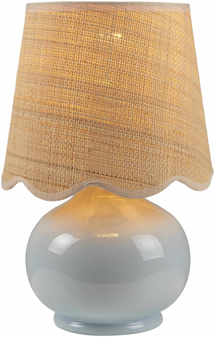 Theisseil Modern Beige And Silver Ceramic Table Lamp - The Rug Decor