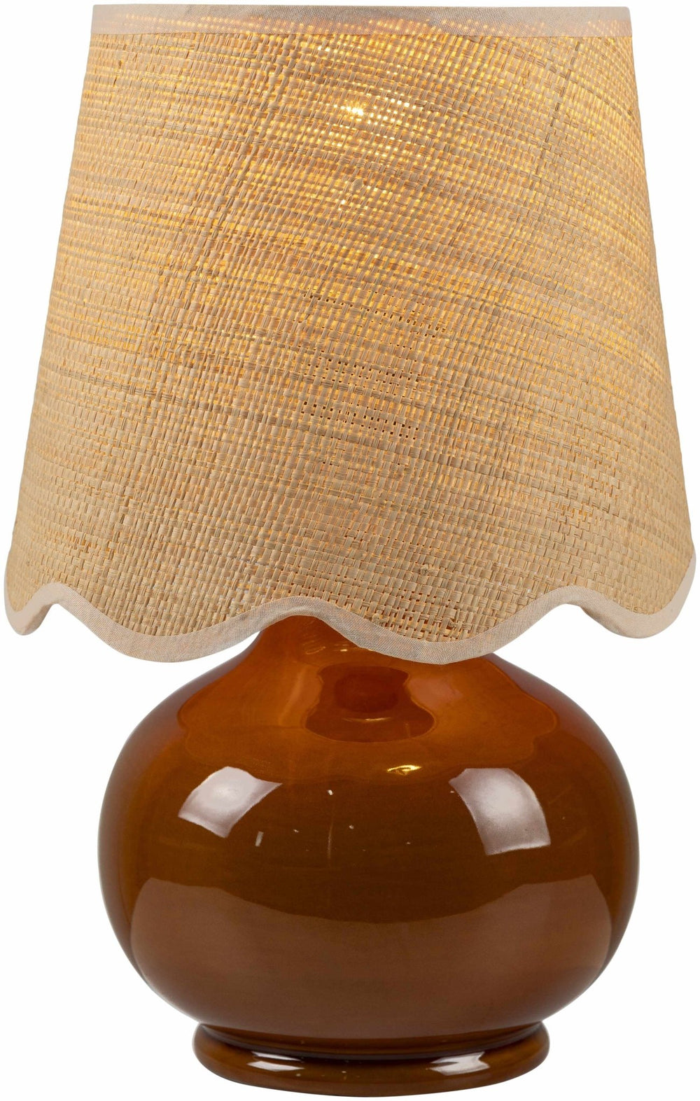 Theisseil Modern Brown And Beige Ceramic Table Lamp - The Rug Decor