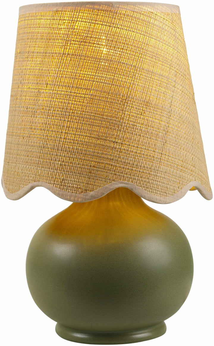 Theisseil Modern Green And Beige Ceramic Table Lamp - The Rug Decor