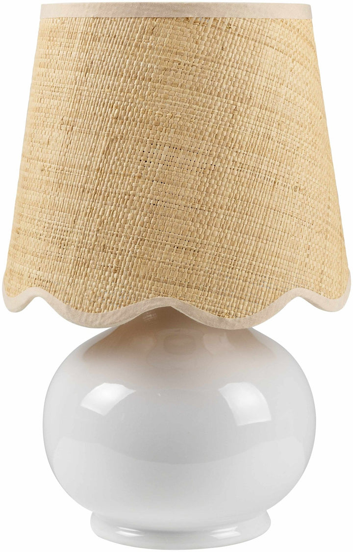 Theisseil Modern White And Beige Ceramic Table Lamp - The Rug Decor