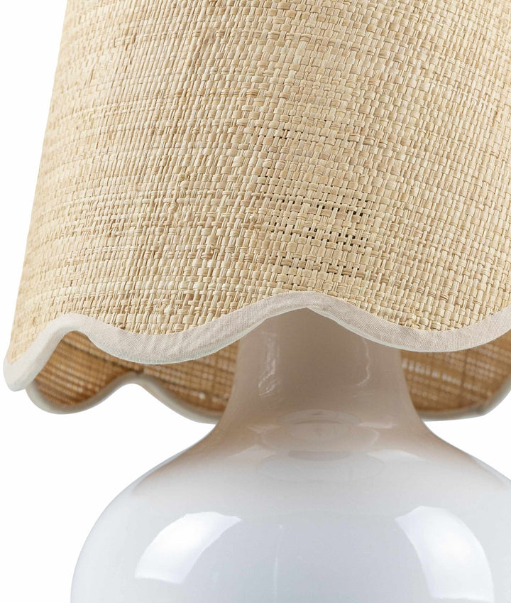 Theisseil Modern White And Beige Ceramic Table Lamp - The Rug Decor