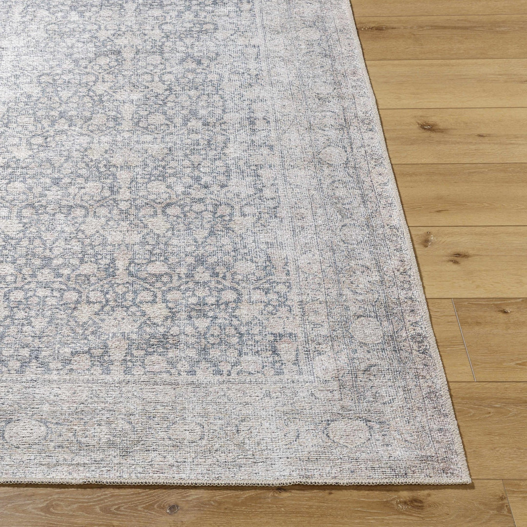 Thera Traditional Blue And Beige Washable Area Rug - The Rug Decor