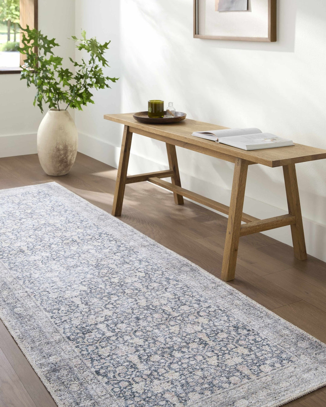 Thera Traditional Blue And Beige Washable Area Rug - The Rug Decor