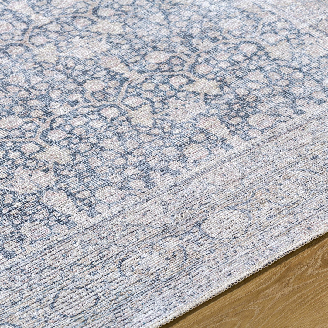 Thera Traditional Blue And Beige Washable Area Rug - The Rug Decor