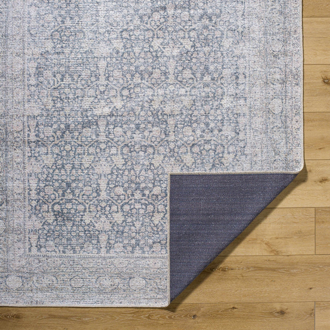Thera Traditional Blue And Beige Washable Area Rug - The Rug Decor