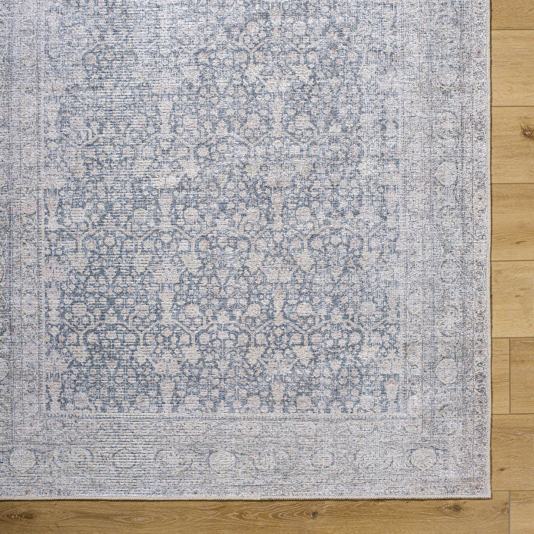 Thera Traditional Blue And Beige Washable Area Rug - The Rug Decor