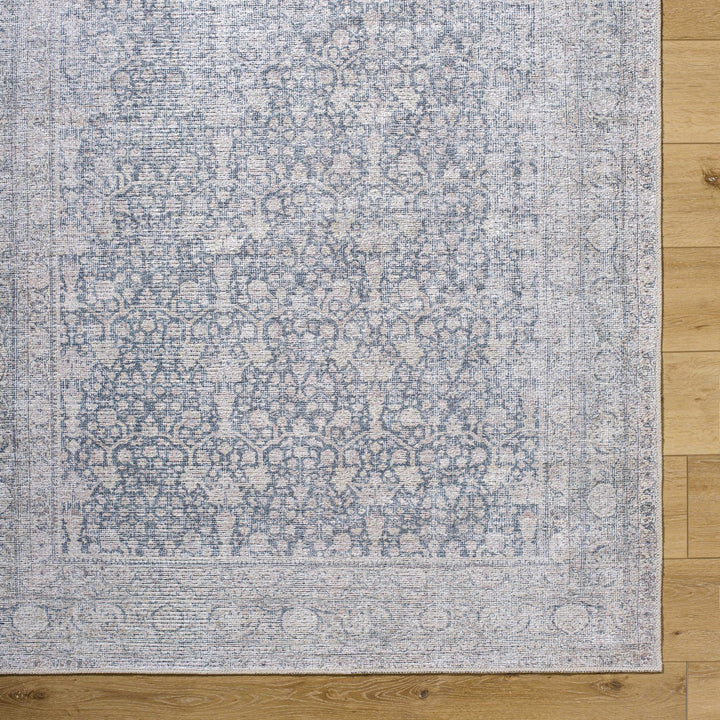 Thera Traditional Blue And Beige Washable Area Rug - The Rug Decor