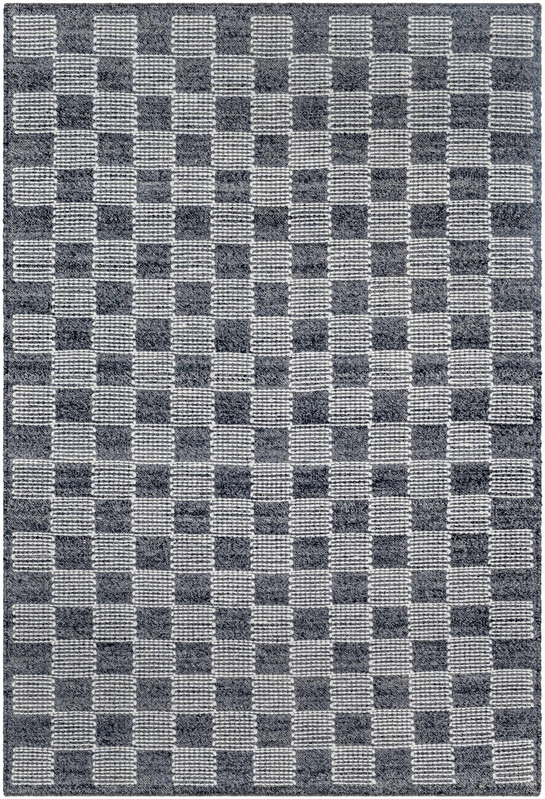 Thijs Modern Geometrical Charcoal And Cream Wool Rug - The Rug Decor