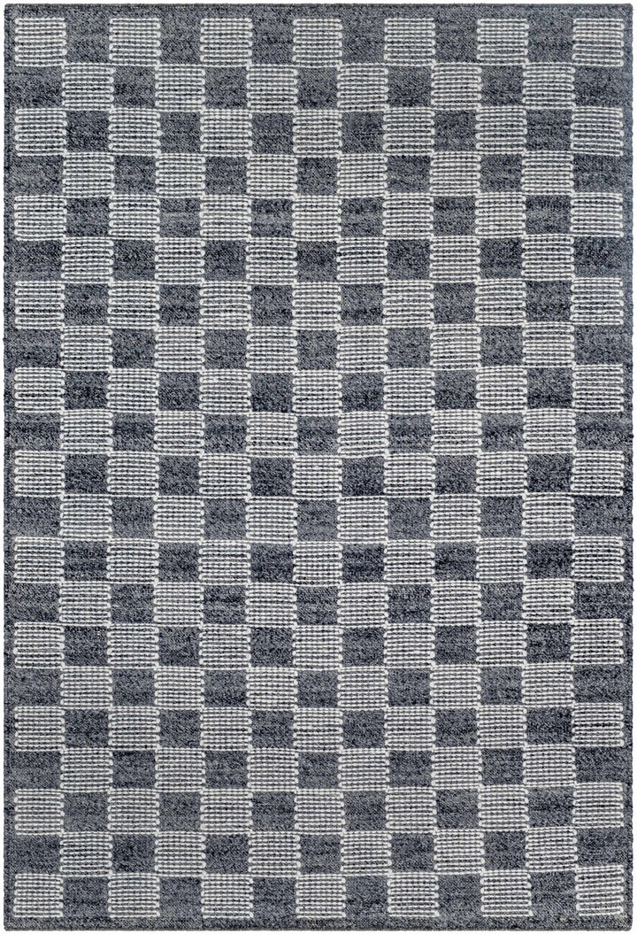 Thijs Modern Geometrical Charcoal And Cream Wool Rug - The Rug Decor