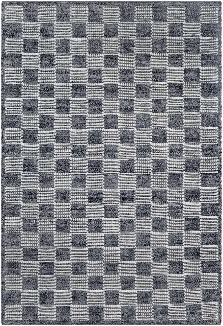 Thijs Modern Geometrical Charcoal And Cream Wool Rug - The Rug Decor
