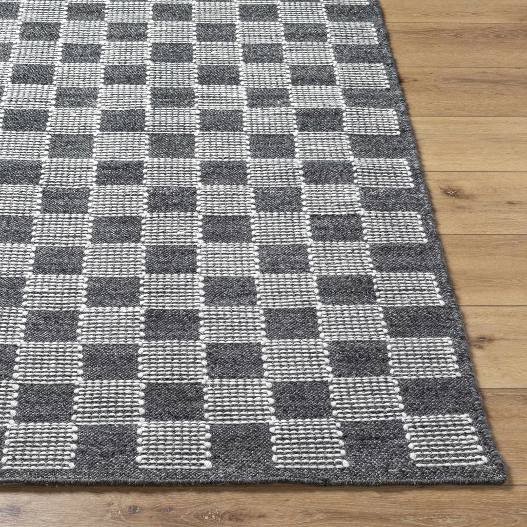 Thijs Modern Geometrical Charcoal And Cream Wool Rug - The Rug Decor