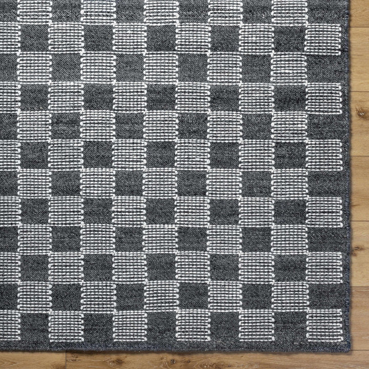 Thijs Modern Geometrical Charcoal And Cream Wool Rug - The Rug Decor