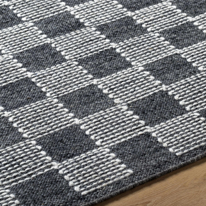 Thijs Modern Geometrical Charcoal And Cream Wool Rug - The Rug Decor