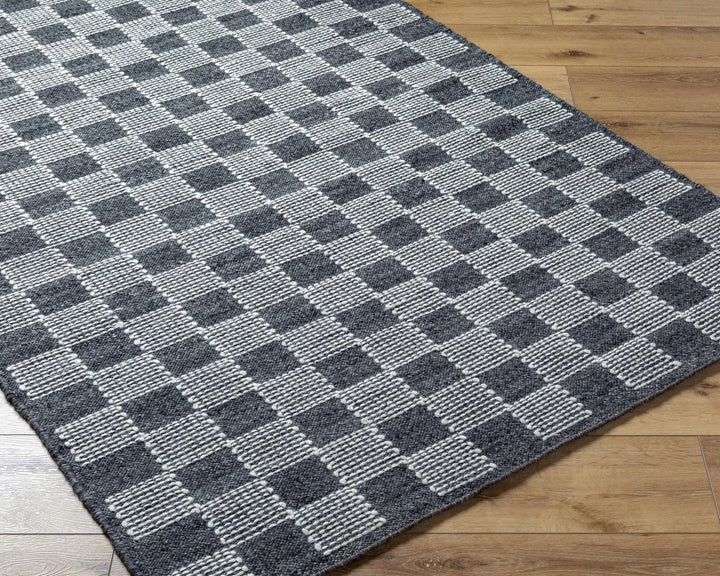 Thijs Modern Geometrical Charcoal And Cream Wool Rug - The Rug Decor