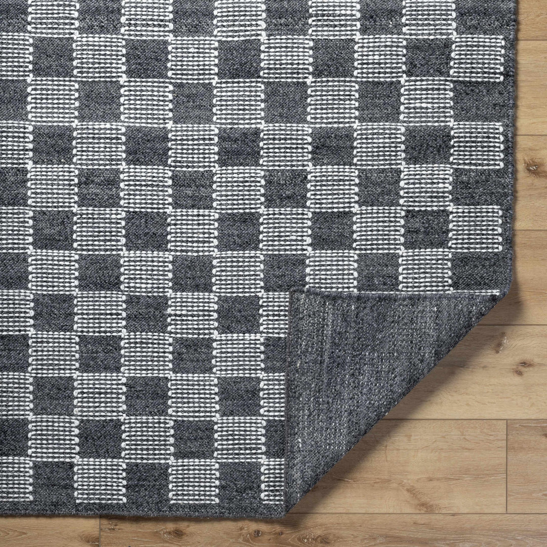 Thijs Modern Geometrical Charcoal And Cream Wool Rug - The Rug Decor