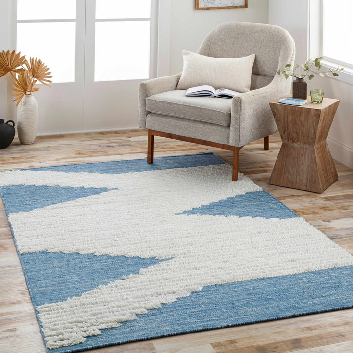 Thika Modern Blue and Ivory Area Rug - The Rug Decor