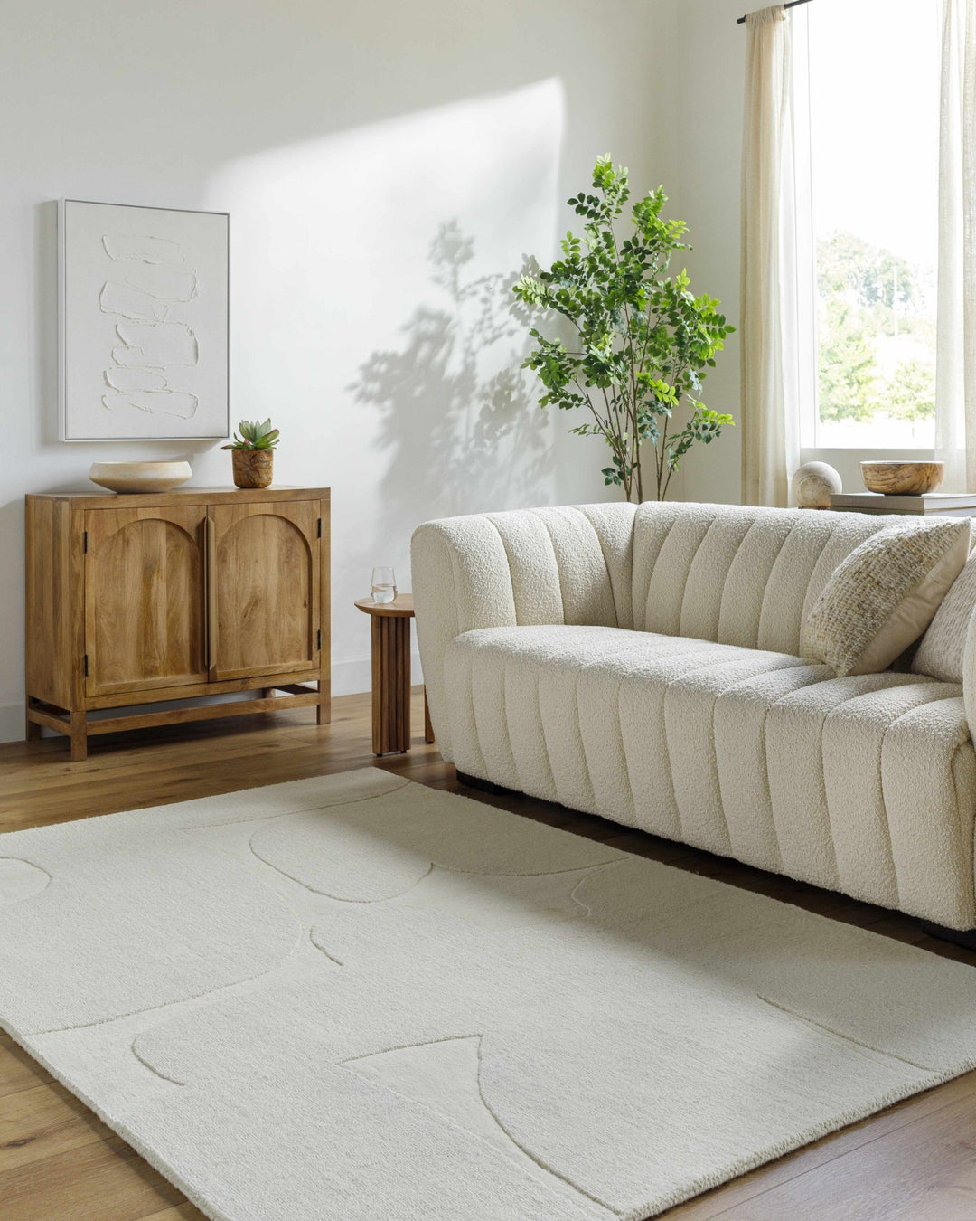 Thina Modern Contemporary Ivory Hand Loom Wool Rug - The Rug Decor