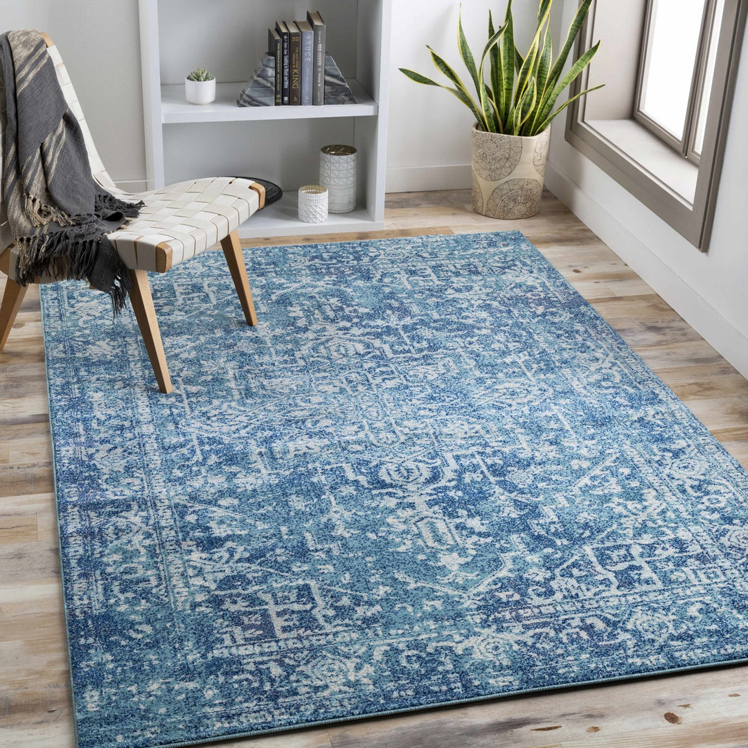 Thousandsticks Traditional Transitional Blue And Navy Area Rug - The Rug Decor