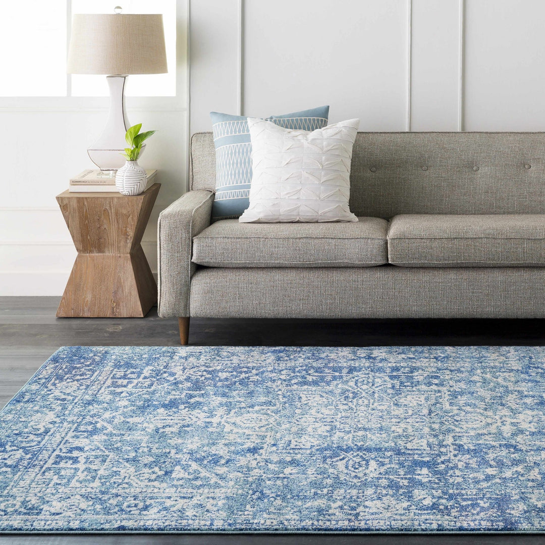Thousandsticks Traditional Transitional Blue And Navy Area Rug - The Rug Decor
