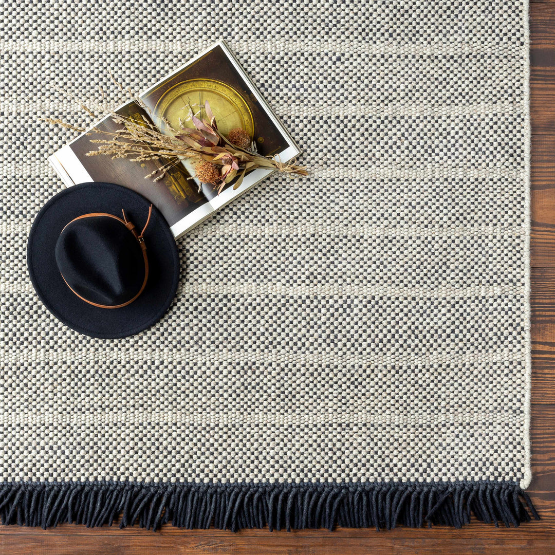 Thorold Ivory And Black Modern Style Hand Woven Area Rug