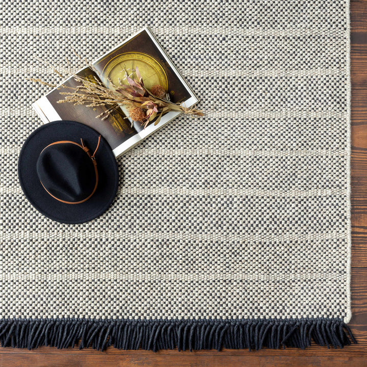 Thorold Ivory And Black Modern Style Hand Woven Area Rug
