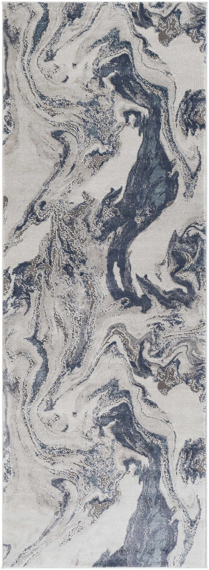 Moana Ivory And Blue Modern Abstract Design Area Rug
