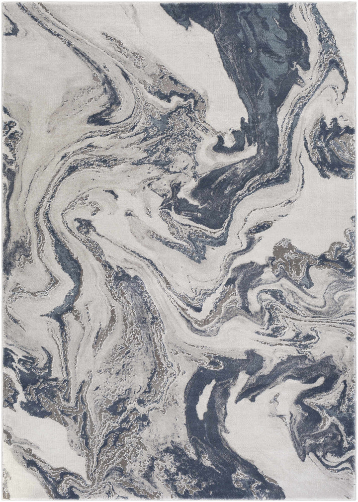 Moana Ivory And Blue Modern Abstract Design Area Rug