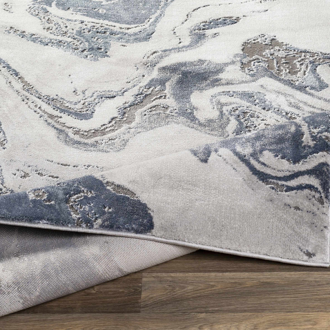 Moana Ivory And Blue Modern Abstract Design Area Rug