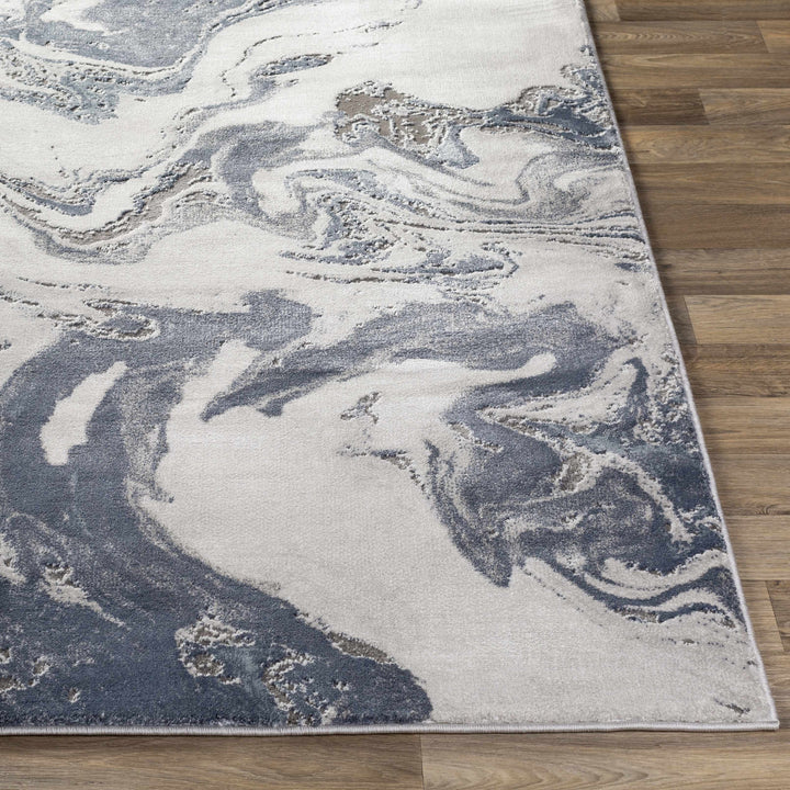 Moana Ivory And Blue Modern Abstract Design Area Rug