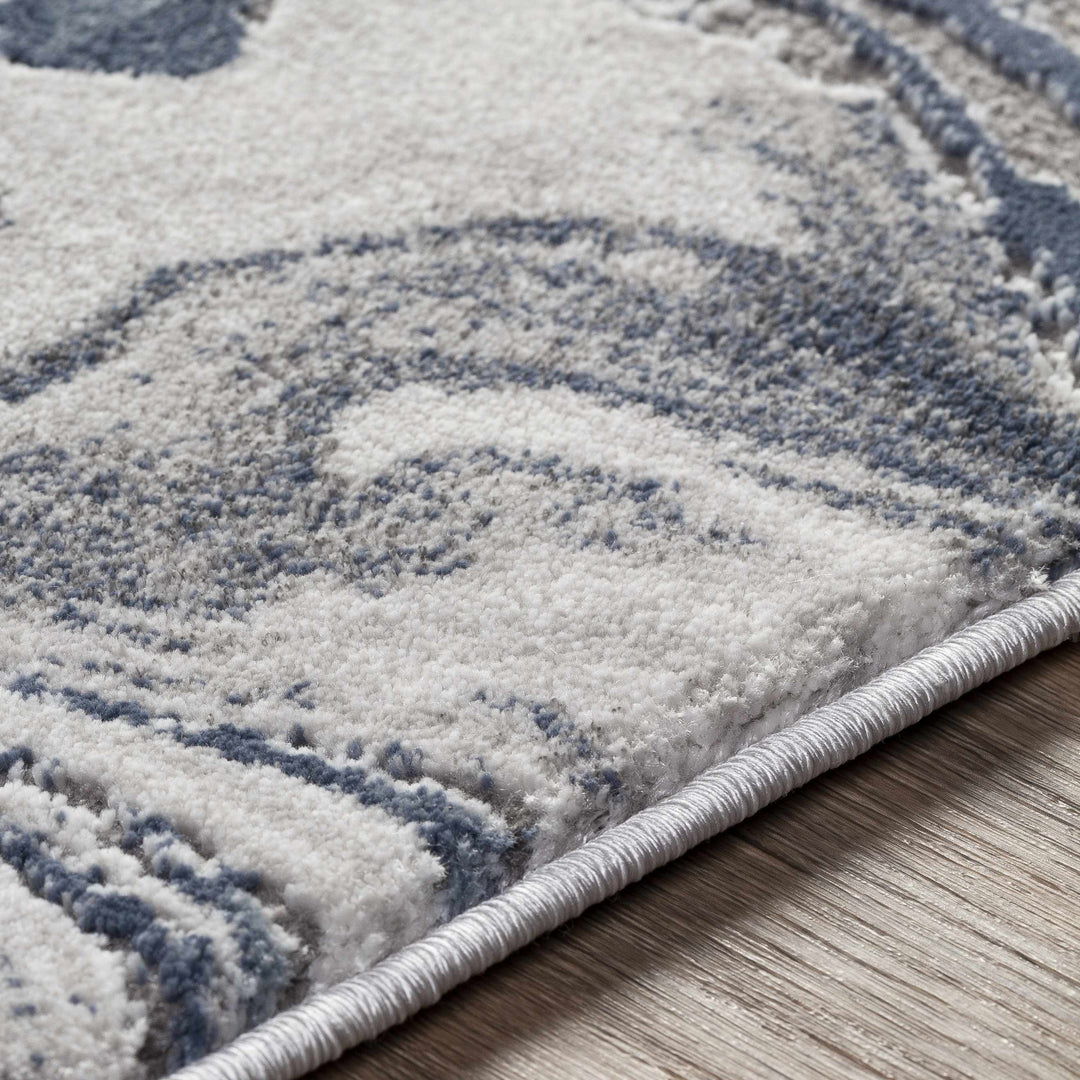 Moana Ivory And Blue Modern Abstract Design Area Rug