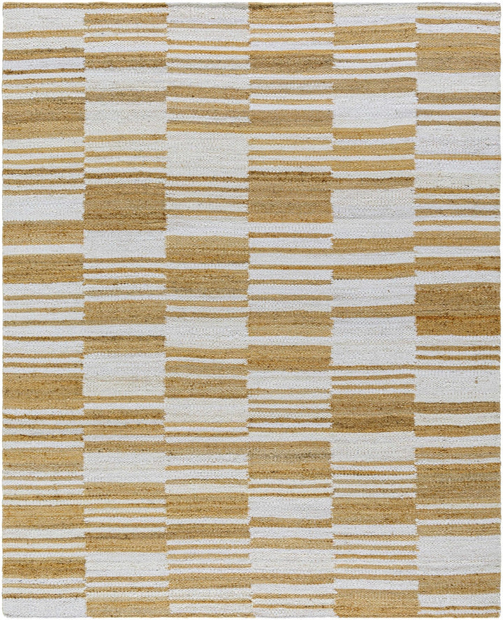 Thyra Contemporary Striped Camel And Off White Jute Rug - The Rug Decor