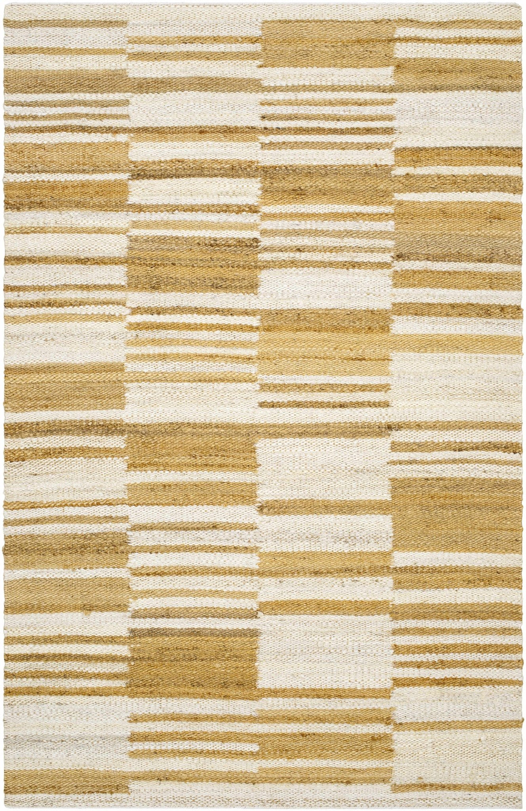 Thyra Contemporary Striped Camel And Off White Jute Rug - The Rug Decor